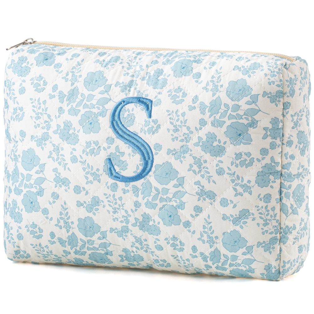 Initial Makeup Bag, Quilted Makeup Bag, Cotton Large Travel Makeup Bag, Cute🐰